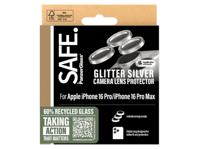 PanzerGlass Safe Linsebeskyttelse iPhone 16 Pro/16 Pro Max - Sølv