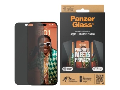 PanzerGlass Privacy Skjermbeskyttelse iPhone 15 Pro Max
